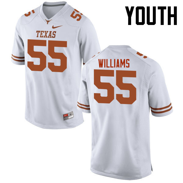 Youth #55 Connor Williams Texas Longhorns College Football Jerseys-White